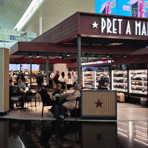 cafetería de pret a manger en aeropuerto
