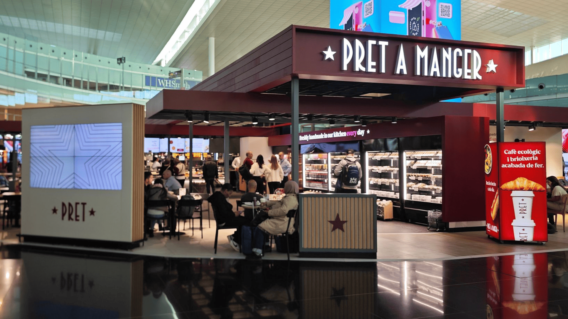cafetería de pret a manger en aeropuerto