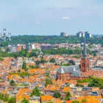 aerial view of brussels from koekelberg basilica in belgium