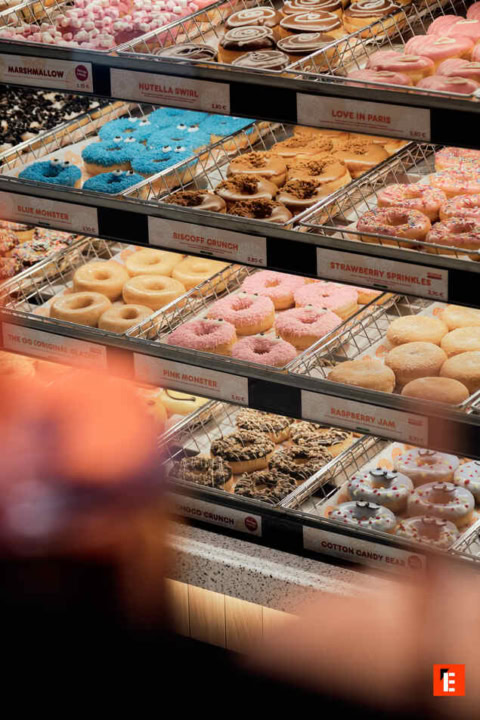 Vitrine avec pleins de sorte de dunuts