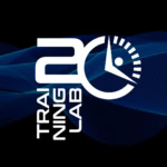 logo training lab con orologio e onde digitali