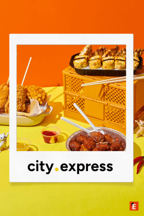 Various food items on a vibrant table setting.