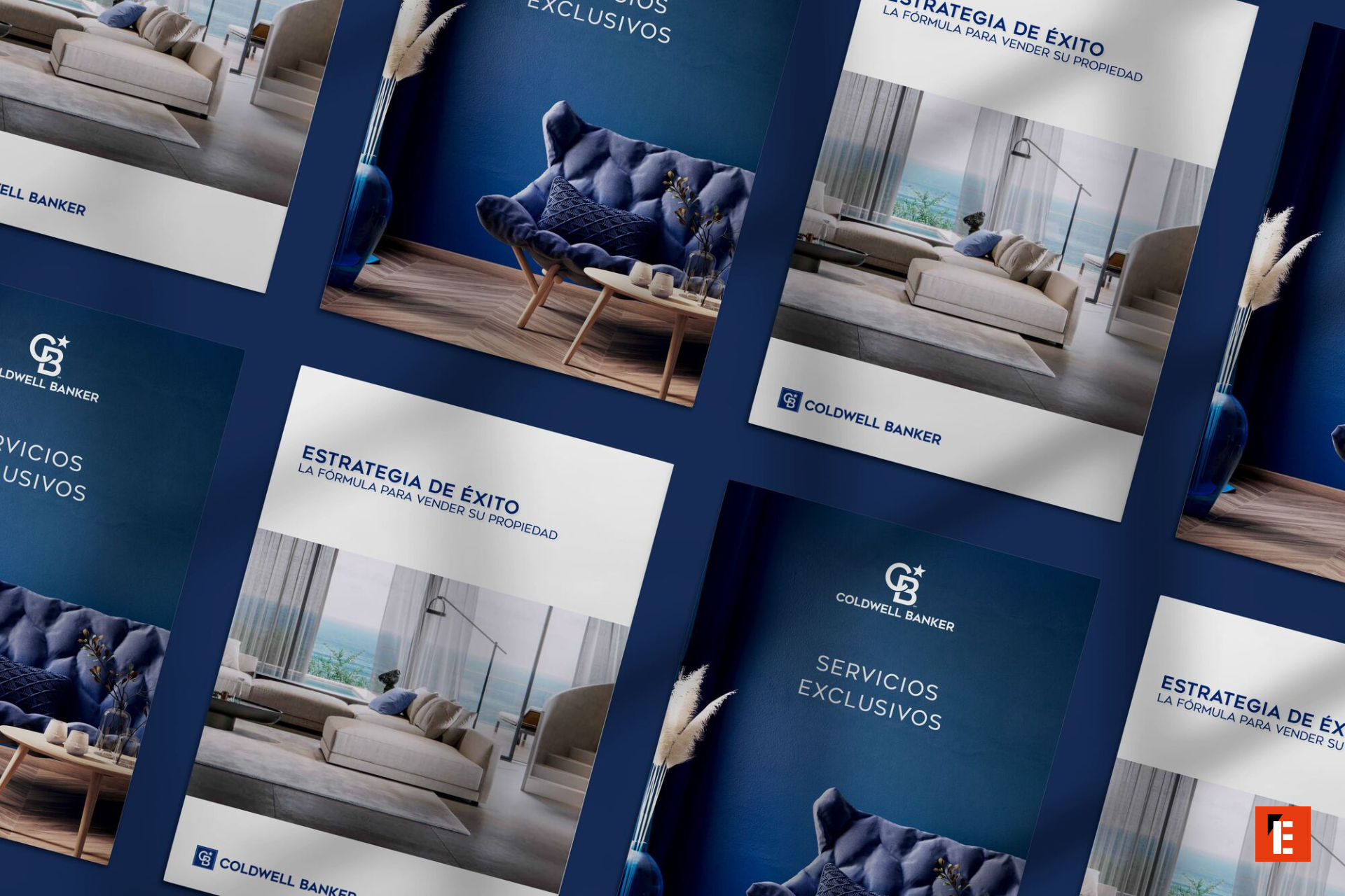 Folletos de Coldwell Banker con estrategias inmobiliarias.
