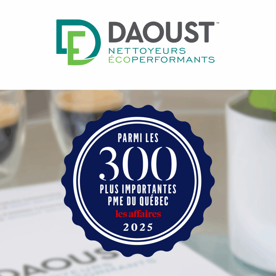Le logo de daoust pour parler de leur classement au sein des pme au québec