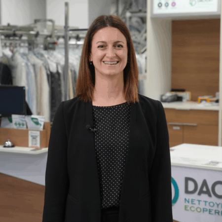 Arianne LaSalle, Daoust franchisee, posing for her interview