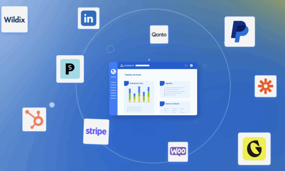 Interface de tableau de bord avec diverses applications.