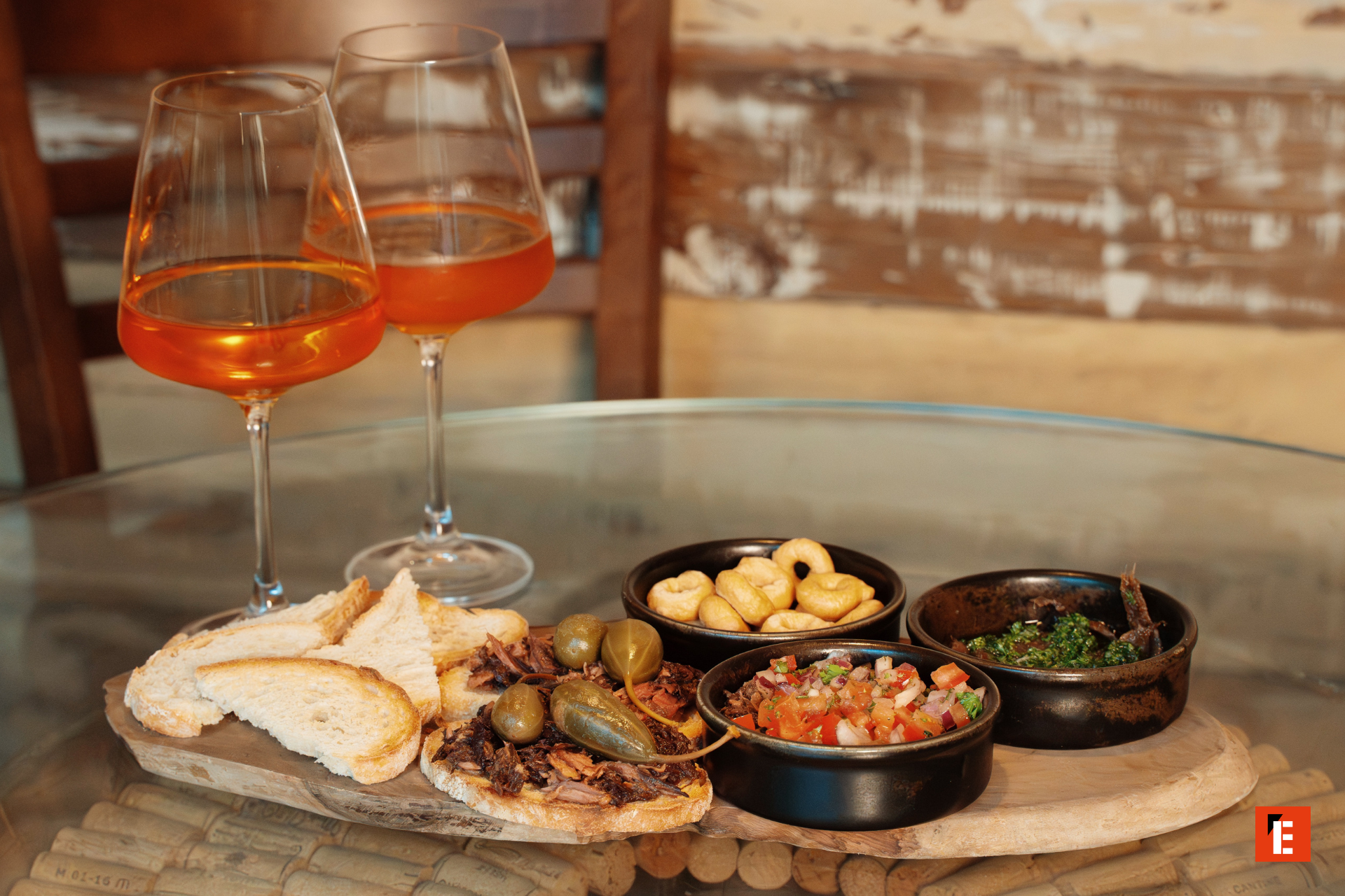 wine and italian snacks