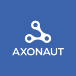 Logo d'Axonaut sur fond bleu.