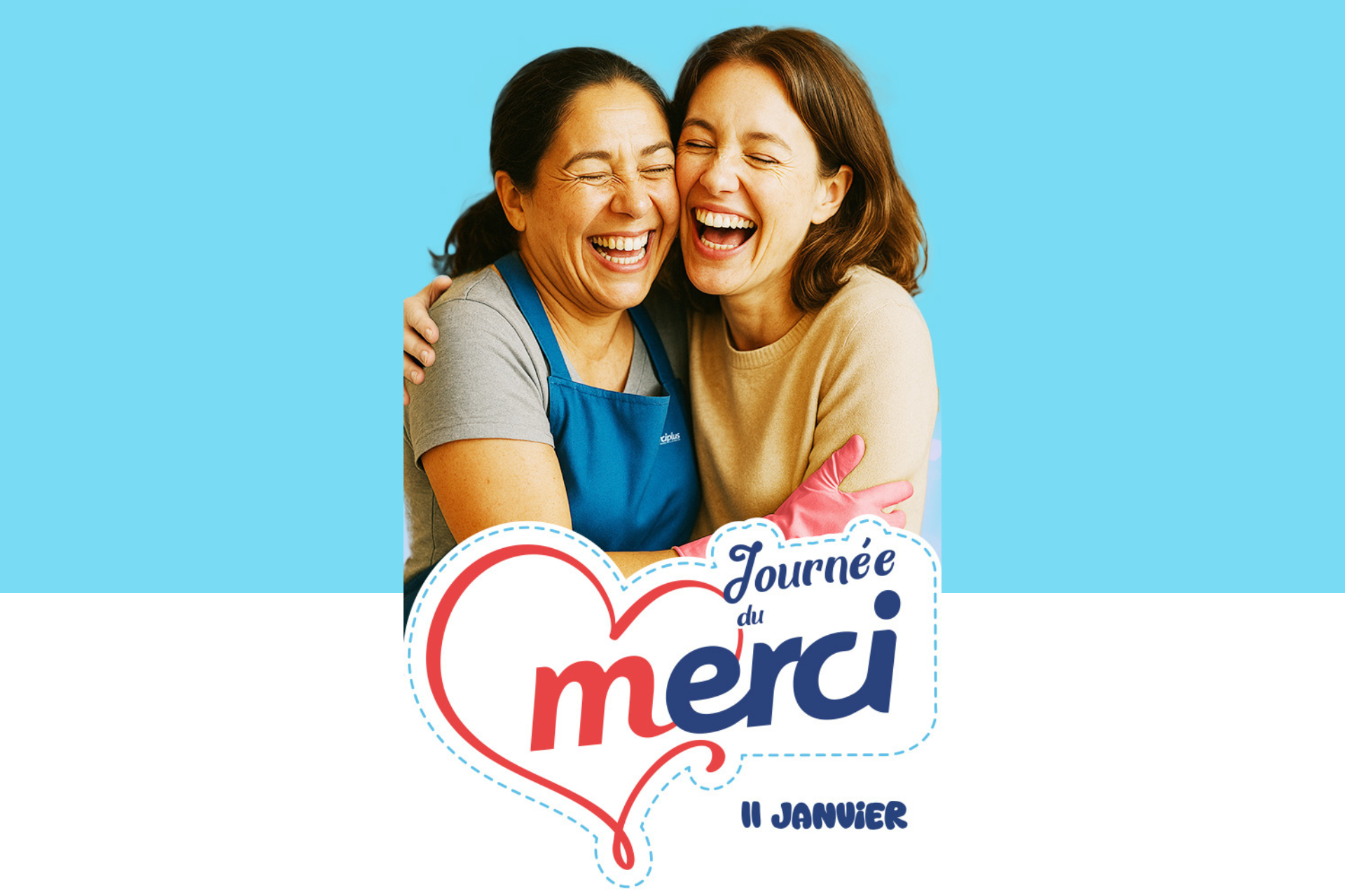 2 femmes se tenant dans les bras sur un fond bleu