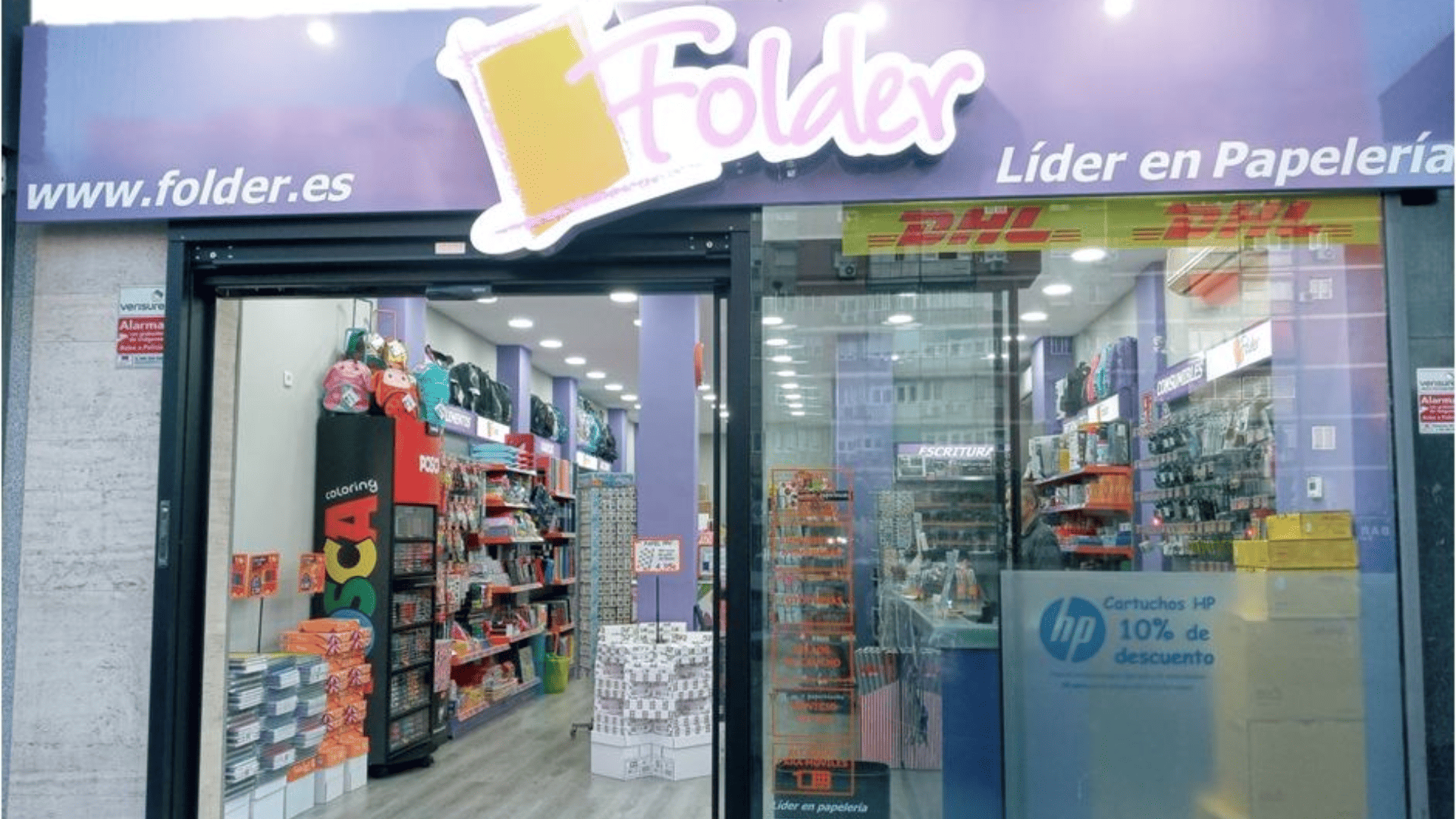 entrada tienda papelería folder