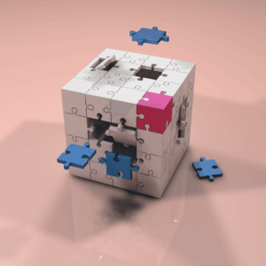 piezas que encajan en un cubo