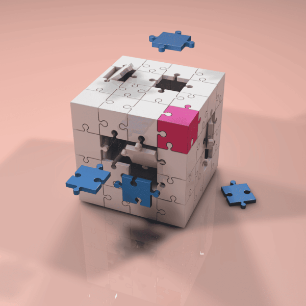 piezas que encajan en un cubo