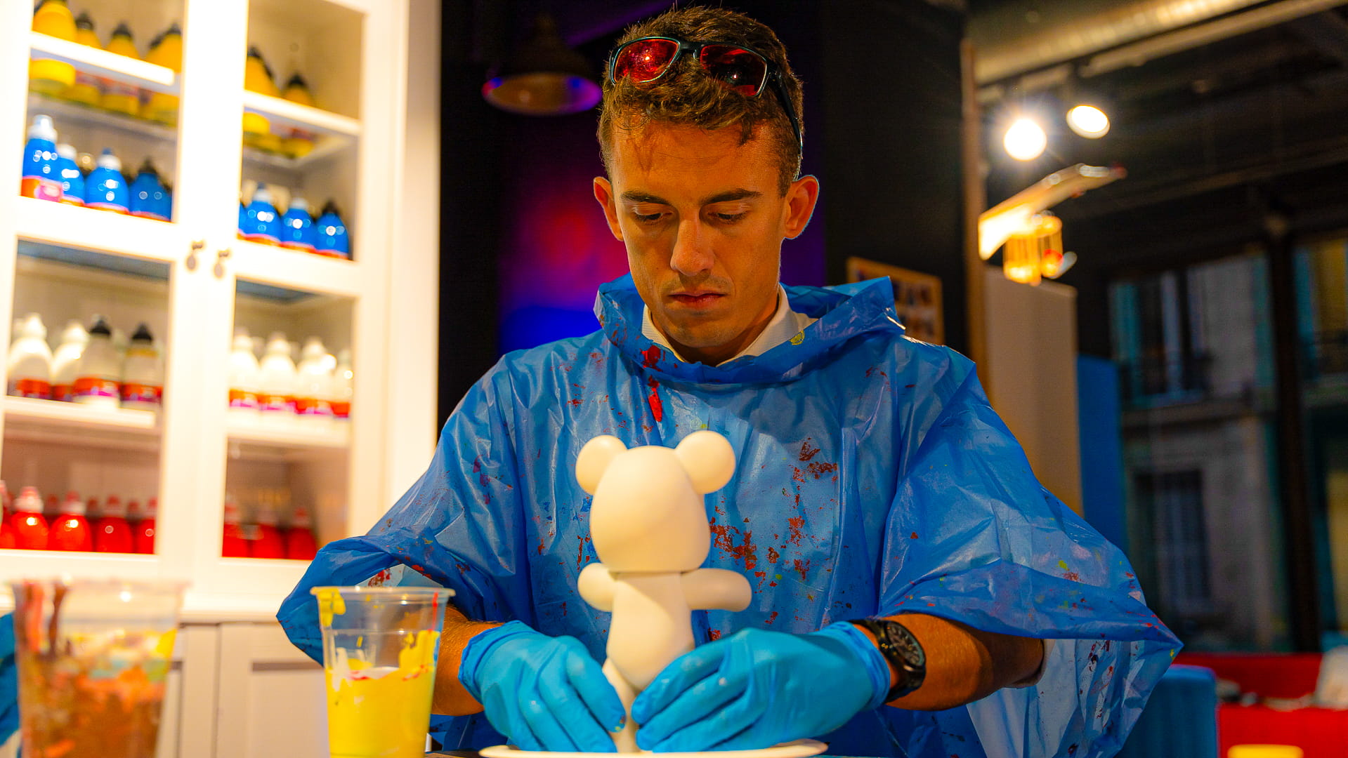 trois ours peints vernis en atelier créatif