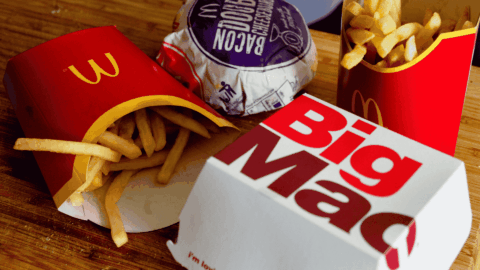 big mac mcdonald's with fries and a bacon burger