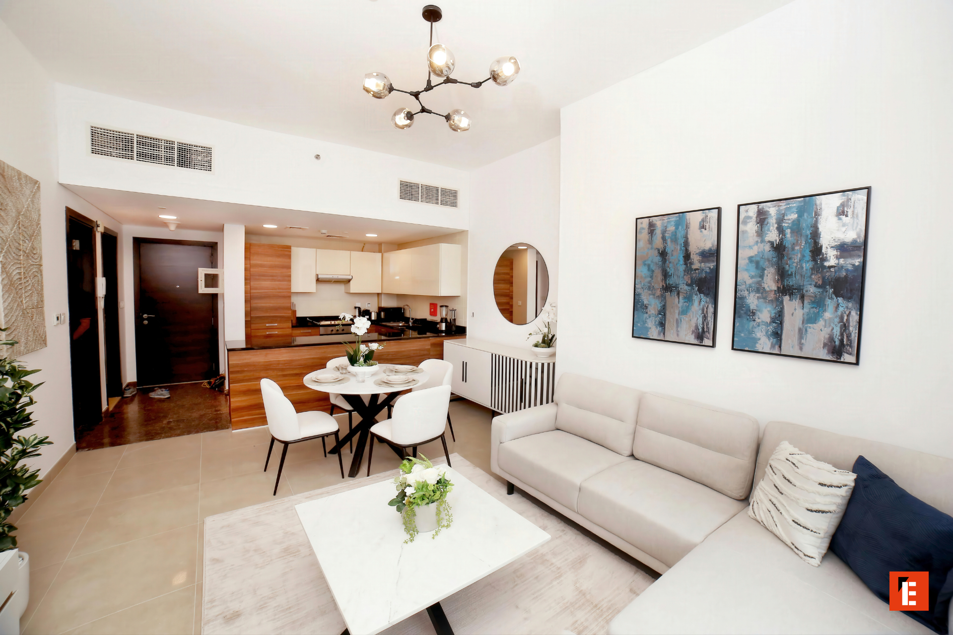 salon et cuisine ouverts lumineux et modernes