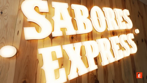 sabores express: panadería cafetería iluminada en esquina