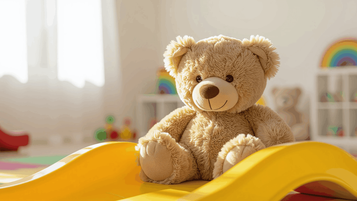 oso de peluche en una habitación infantil
