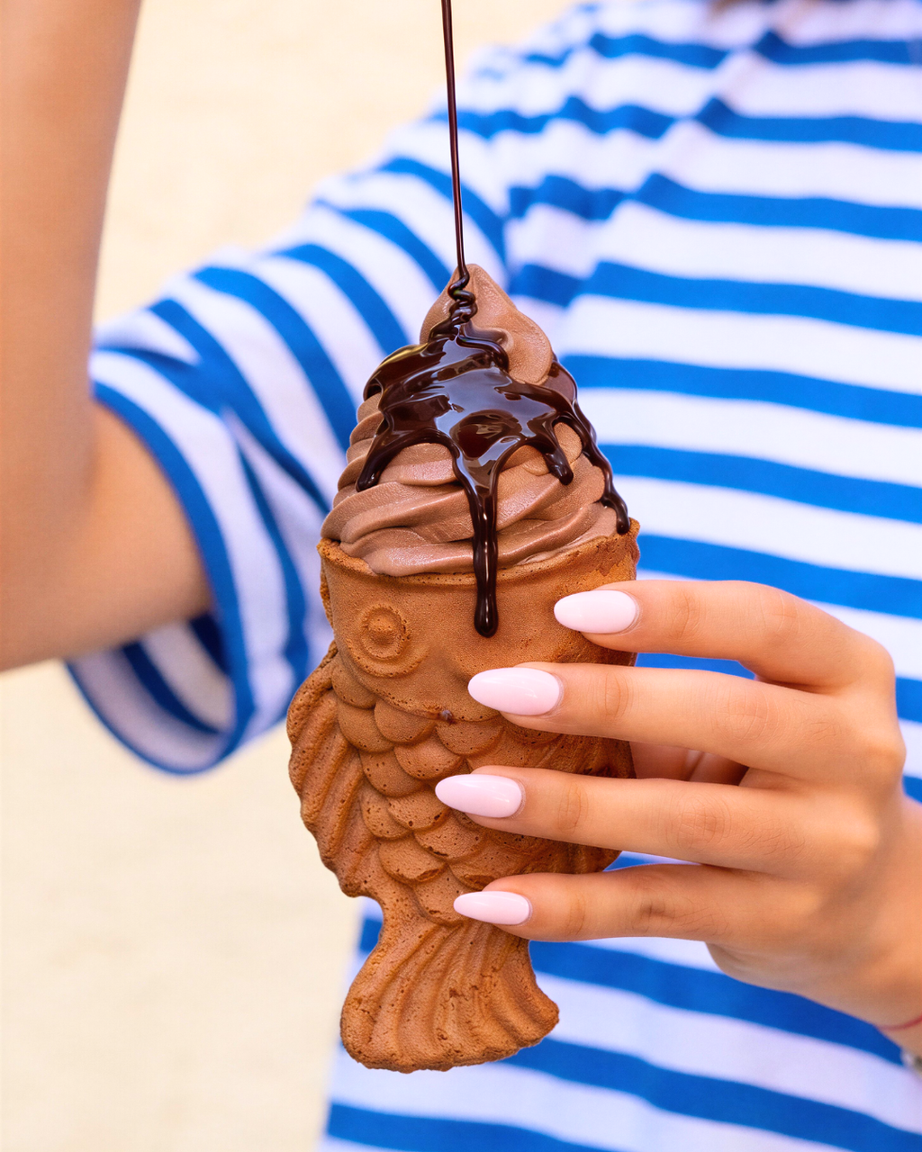 helado en cono con toppings en tienda moderna