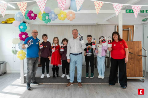community puppet workshop with colorful balloons