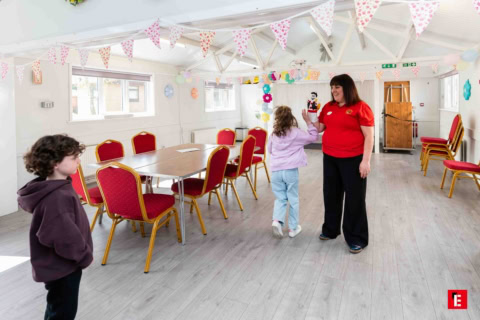 childrens puppet activity in community room