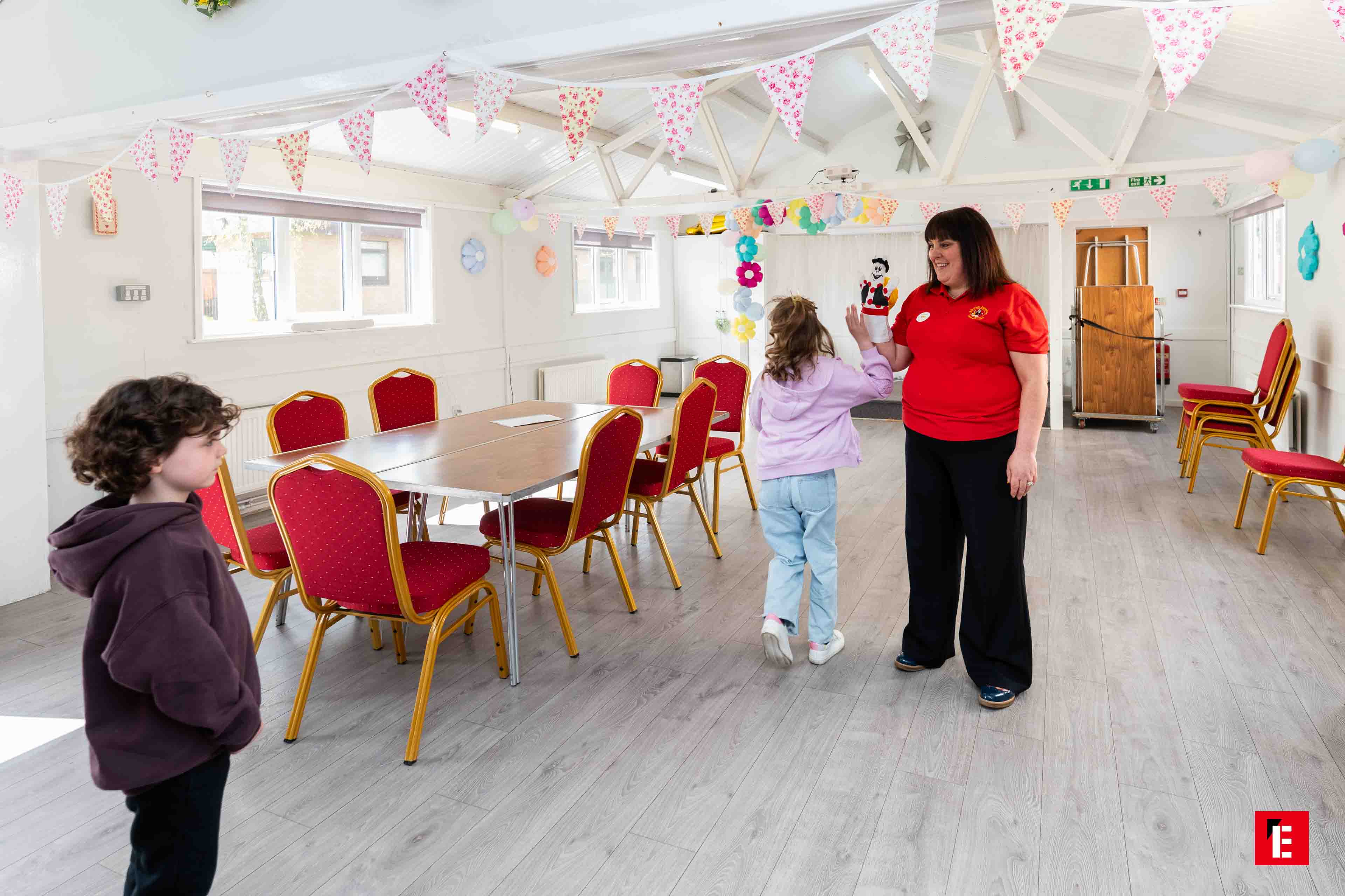 childrens puppet activity in community room