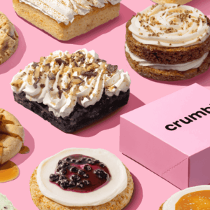 crumbl cookie assortment on bubblegum pink