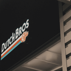 front of a dutch bros shop