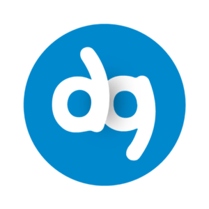 icono circular azul con letras d y g