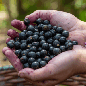 manos cogiendo açaí