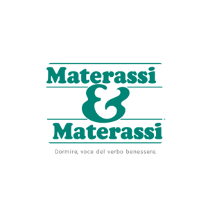 logo materassi verde turchese con simbolo & e slogan benessere