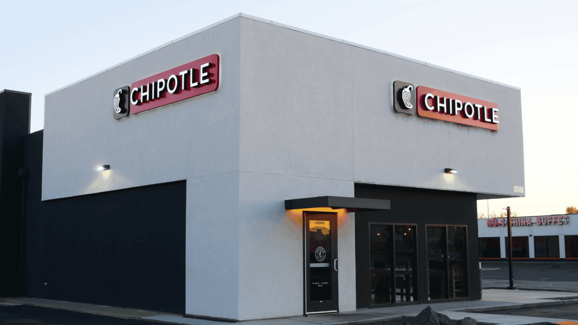 front of a chipotle restaurant