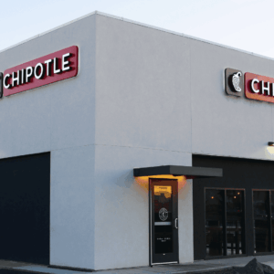 front of a chipotle restaurant