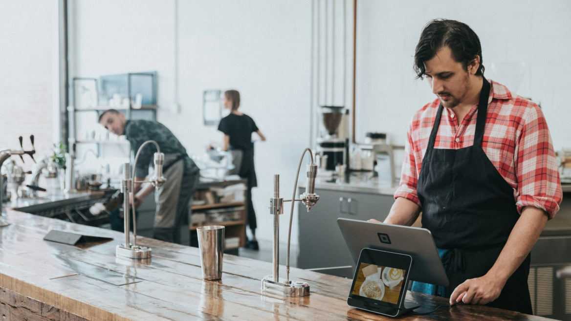 restaurant worker at the counter