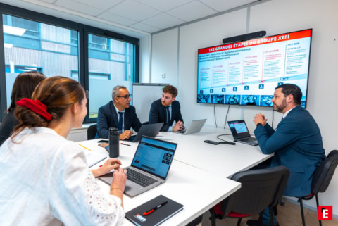 réunion dÉquipe avec présentation sur grand Écran