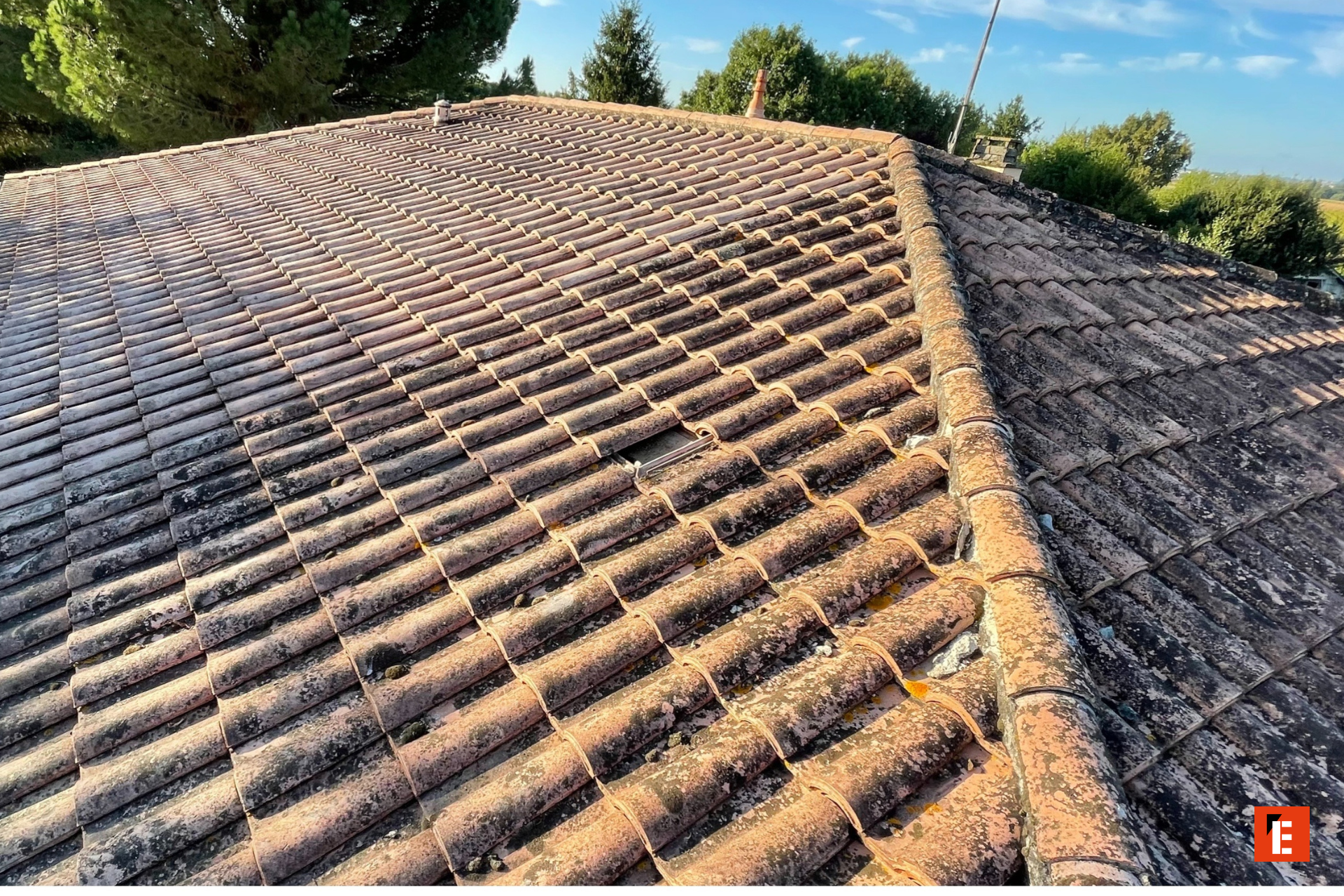toit en tuiles terre cuite, tuile manquante