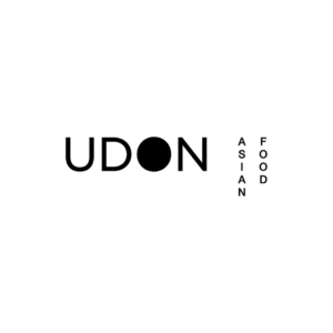 logotipo minimalista udon círculo negro comida asiática