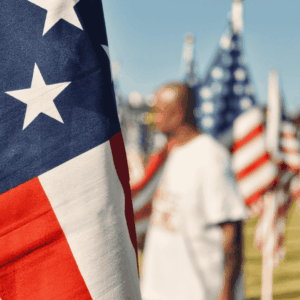 american flag close up at memorial field