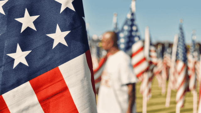american flag close up at memorial field