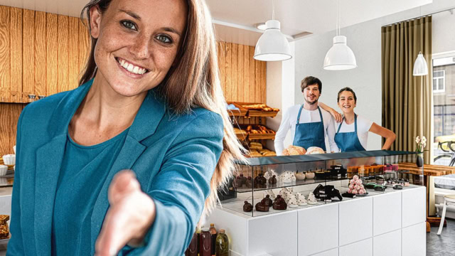 freundliches bäckerei café: team und frische backwaren
