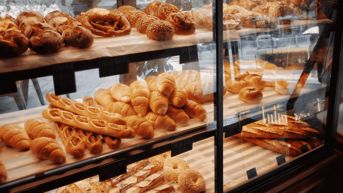 artisan bakery showcase: fresh croissants and breads