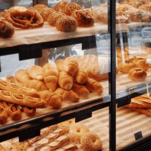artisan bakery showcase: fresh croissants and breads