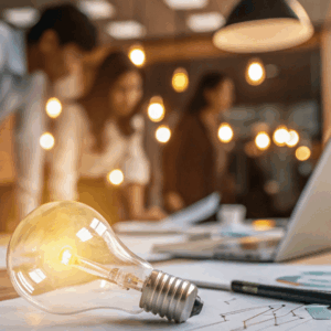 idea brillante en reunión de oficina