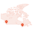 red canada map silhouette with arctic islands