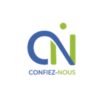 logo confiez nous minimaliste bleu et vert