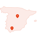 orange spain map silhouette with balearic and canary islands