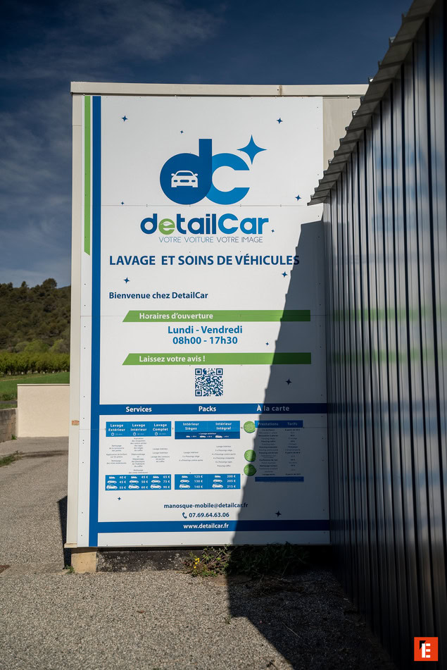 panneau detailcar : lavage et soins de véhicules