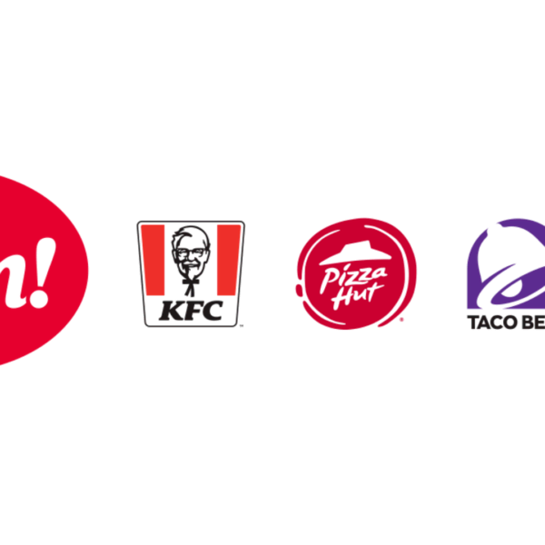 yum!, kfc, pizza hut, taco bell, habit — logos row