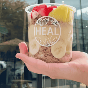 heal parfait cup: granola, banana & fresh sorbet