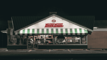 krispy kreme neon doughnut storefront at night