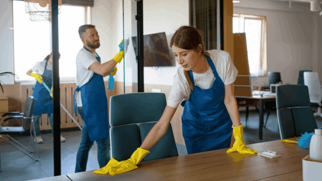 limpieza profesional de oficinas: mesas y cristales